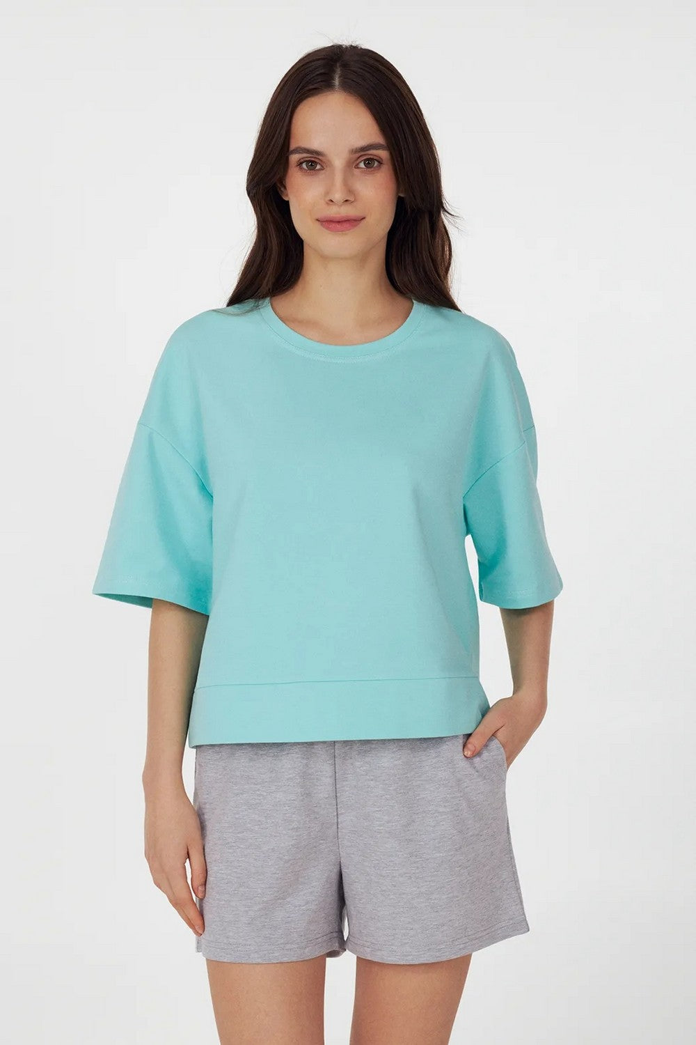 Хлопковая пижама с шортами LPD 2974/03/02 Amber green