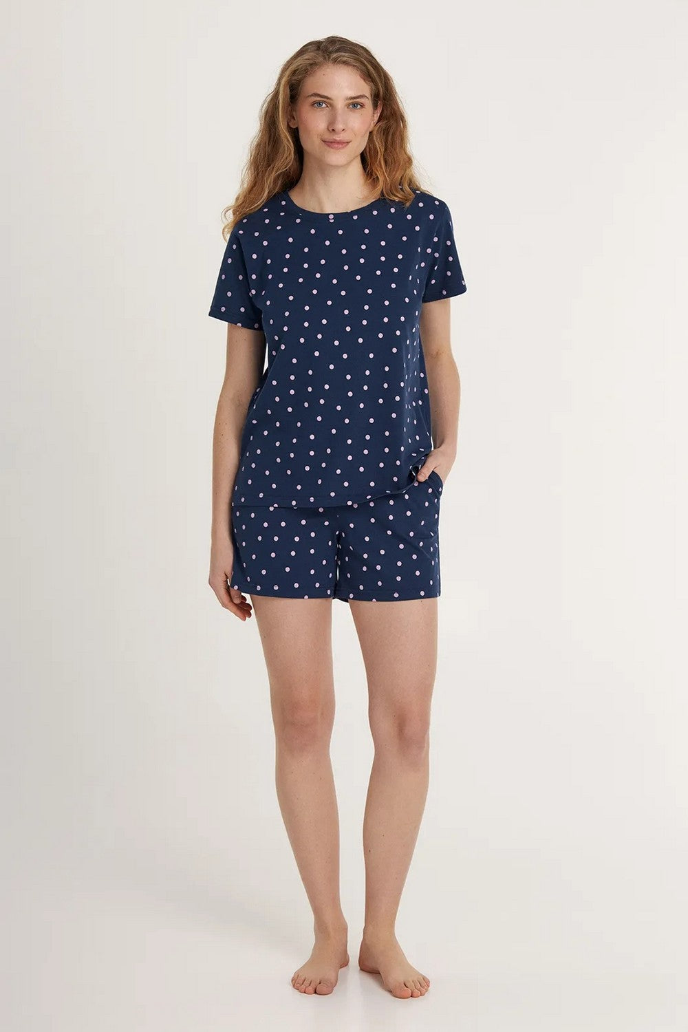 Хлопковая пижама с шортами LPK 2970/30/03 Rosy Raindrops blue