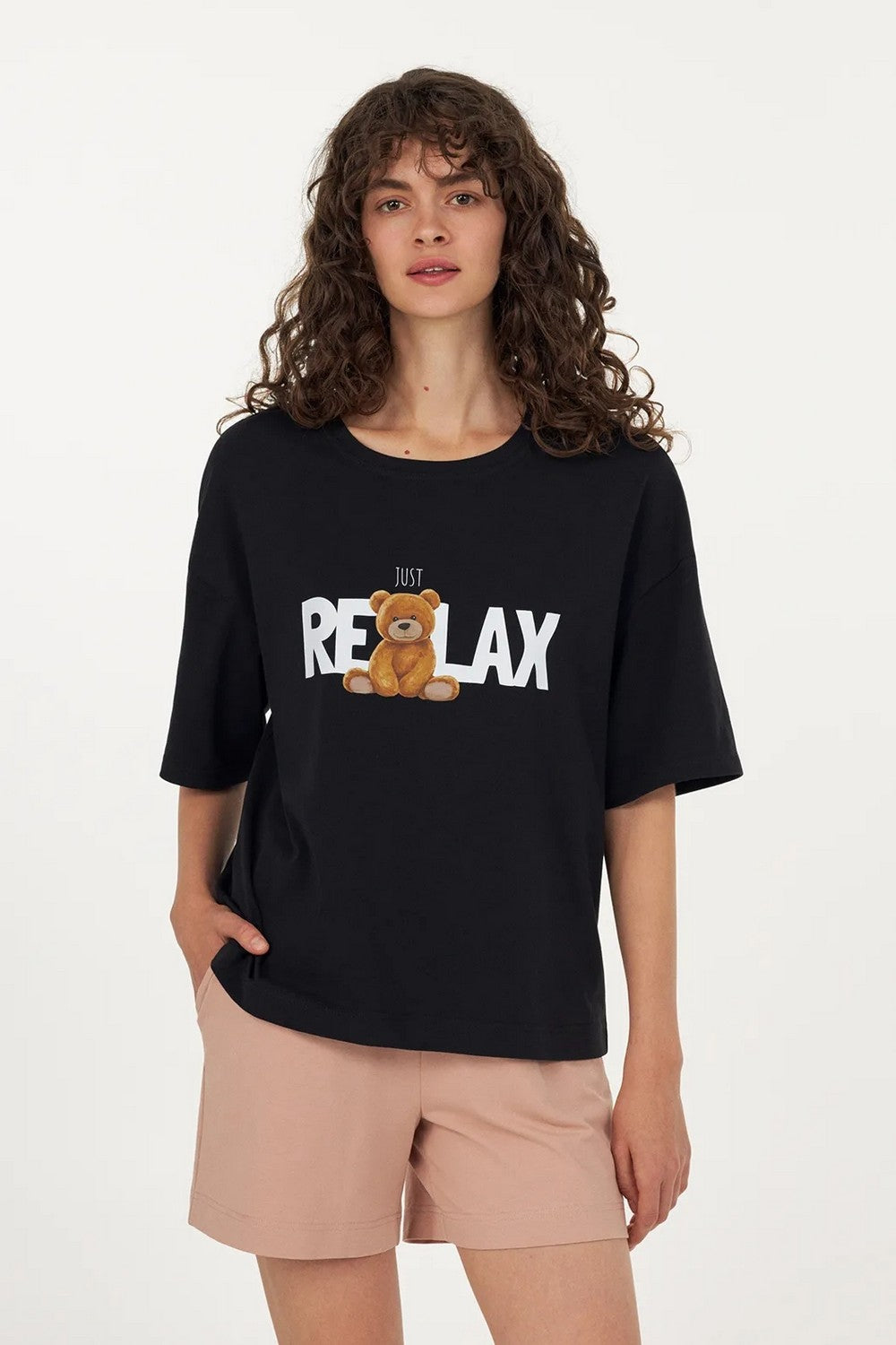 Хлопковая пижама с мишкой LPK 2970/34/03 Just Relax black