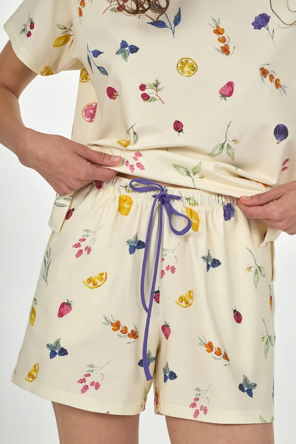 Хлопковая пижама с принтом LPK 2970/47/01 Fruity Delight cream