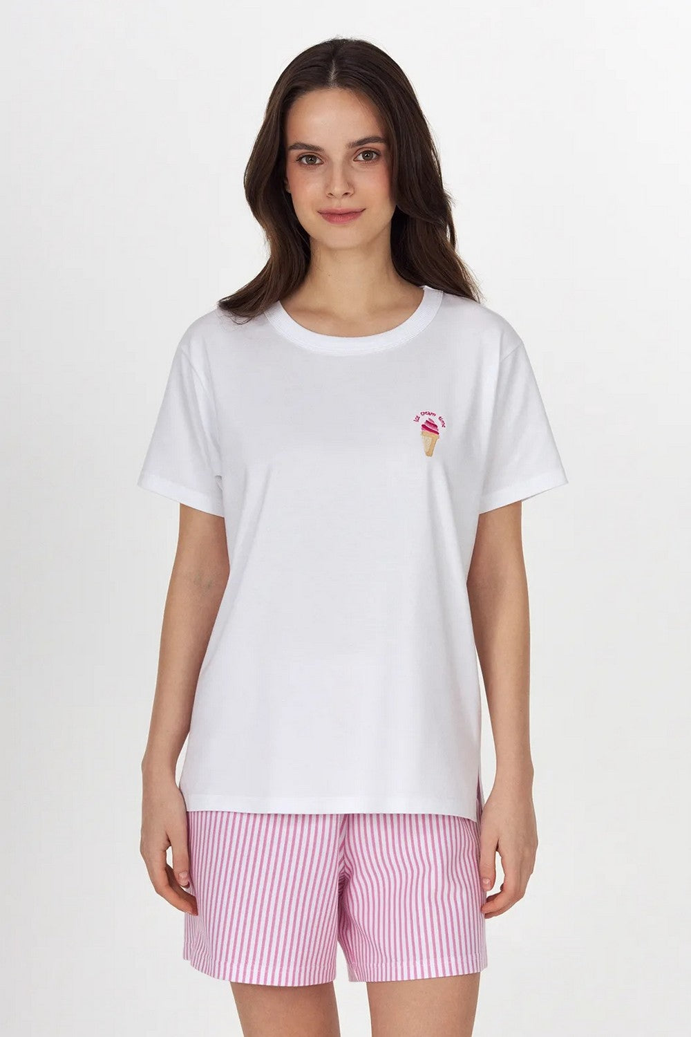 Хлопковая пижама с шортами LPK 2970/51/02 Ice Cream Time white