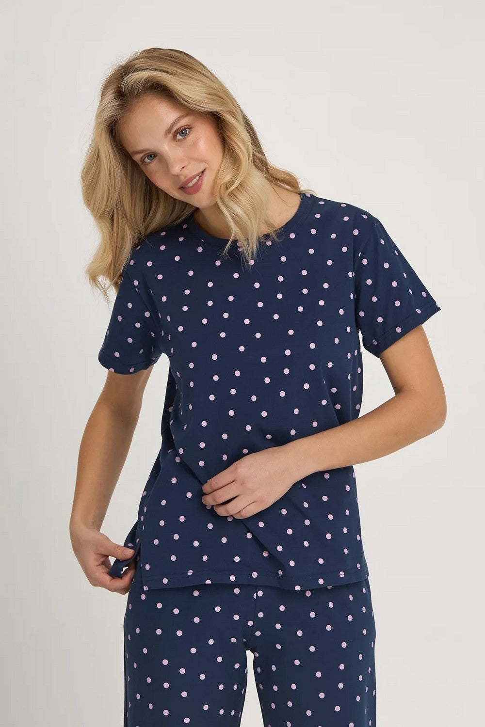 Хлопковая пижама в горошек LPK 2990/13/01 Rosy Raindrops blue