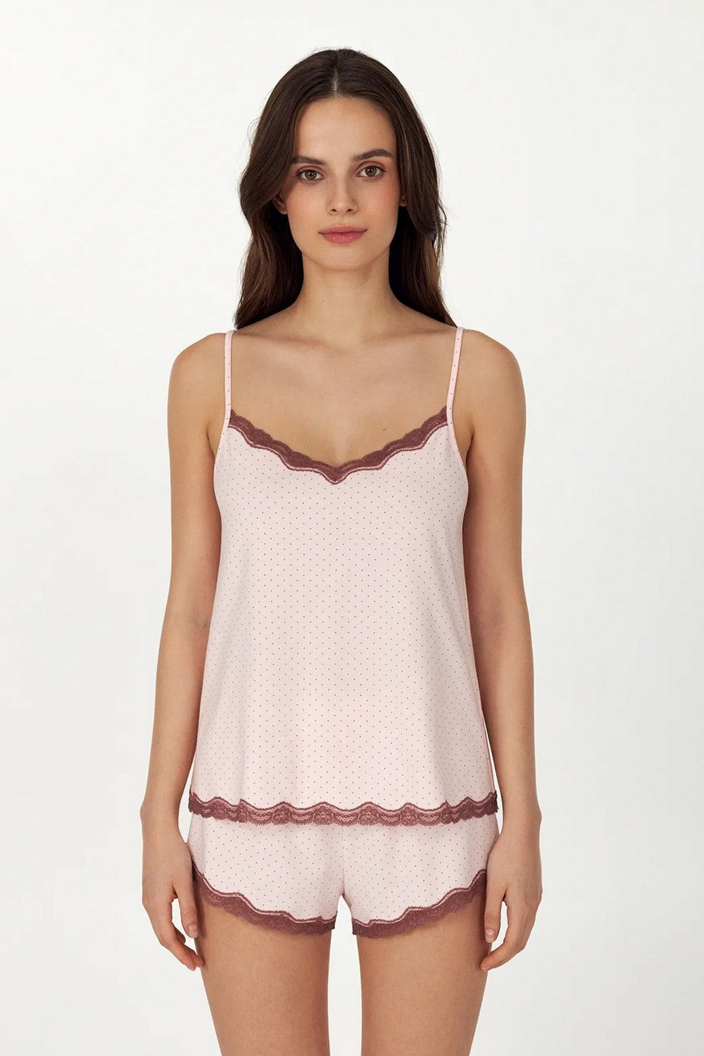 Хлопковая пижама с шортами LPK 4070/37/01 Sherry rose