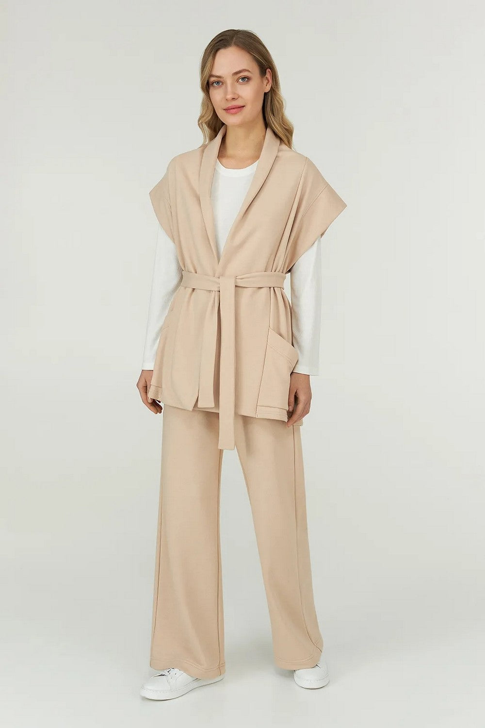 Хлопковый костюм с поясом LPT 5286/02/01 Vanilla cream