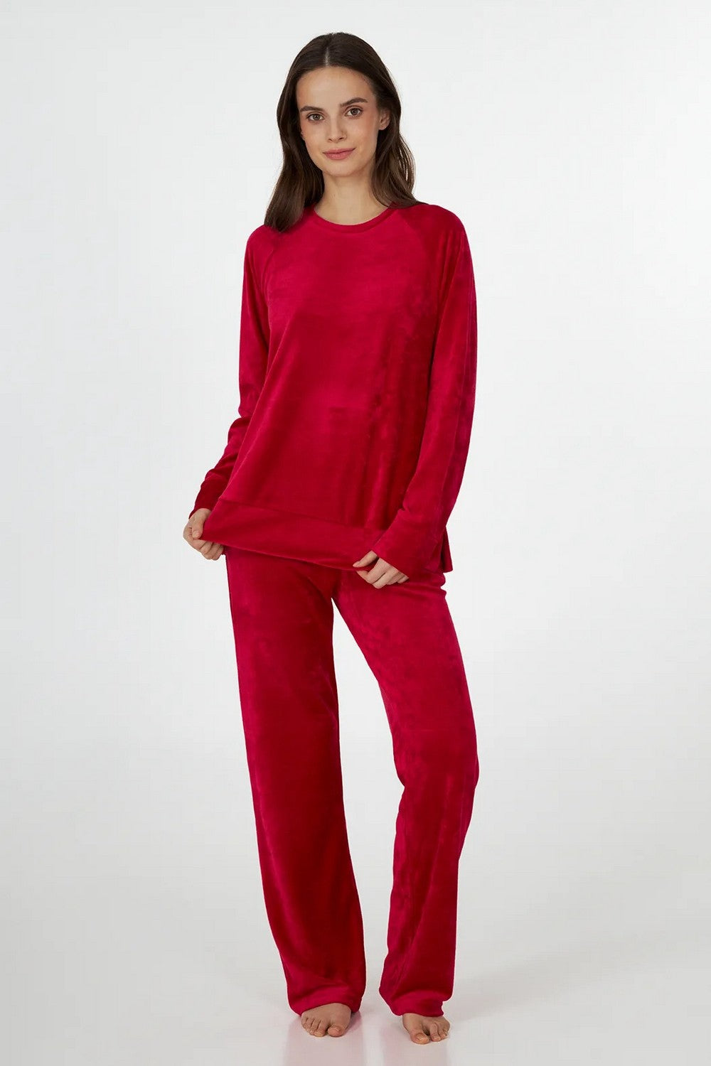 Велюровий костюм зі штанами LPV 1186/01/02 Morin red