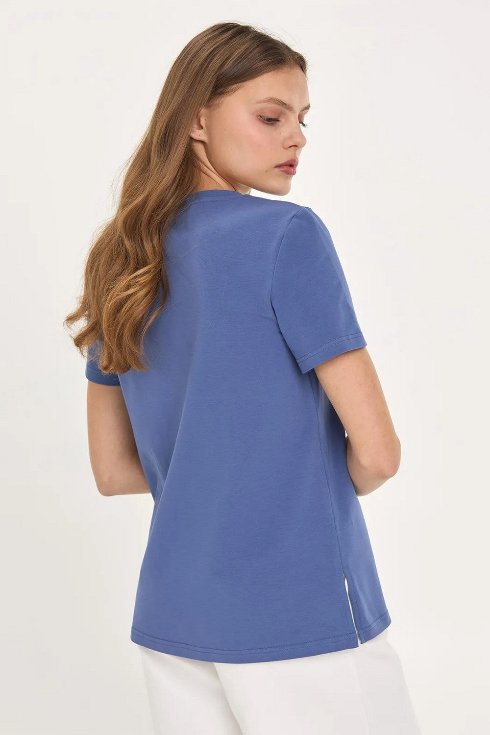 Однотонная футболка из хлопка LSK 20/16/06 Miss Color blue