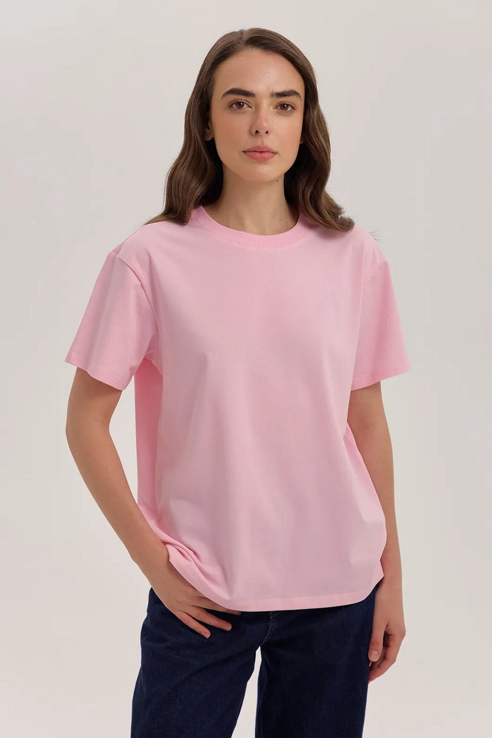 Однотонная футболка из хлопка LSK 29/24/09 Miss Color rose