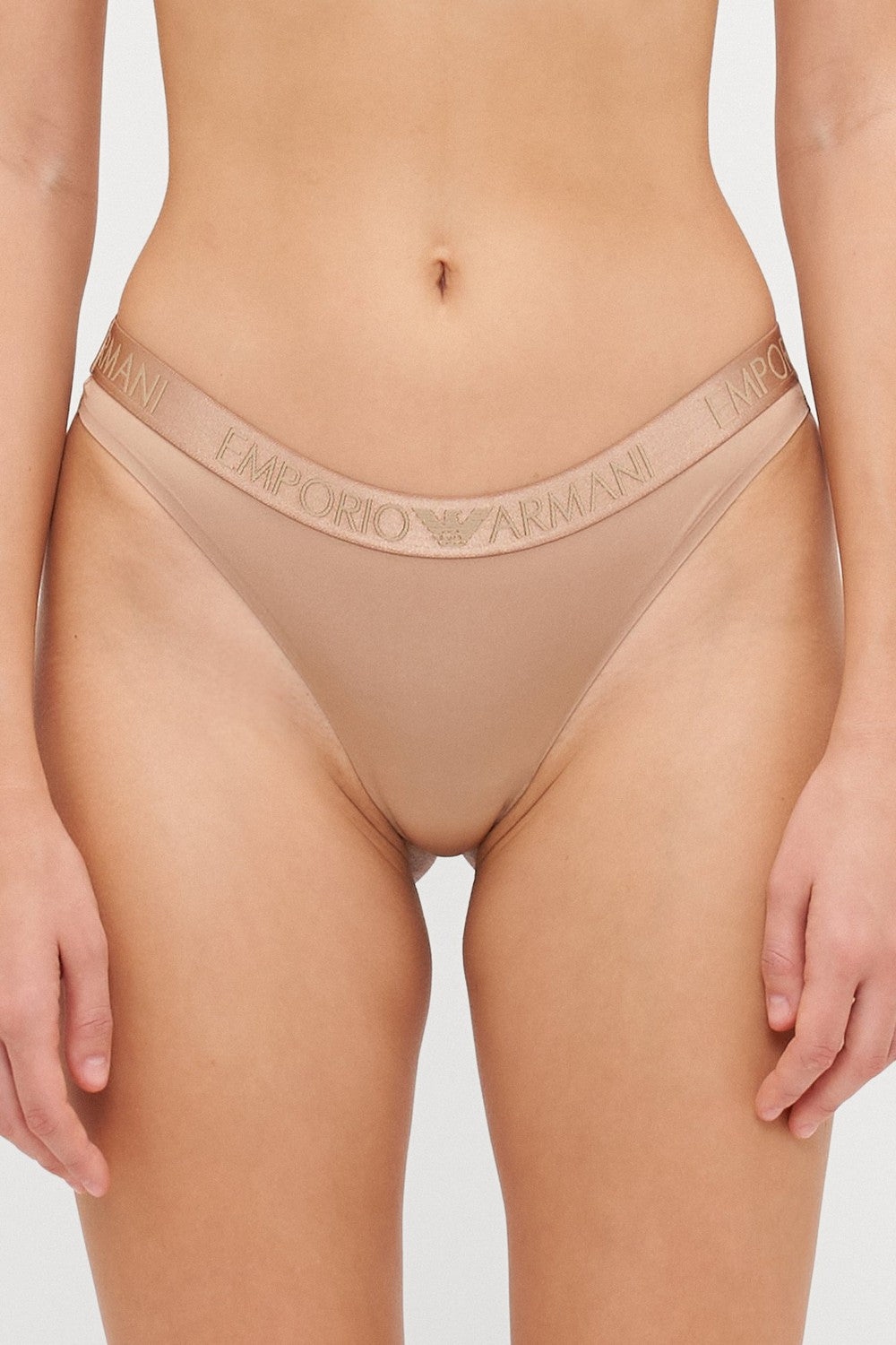 Трусики стрінги з логотипом 975068656 (2 шт.) beige Emporio Armani