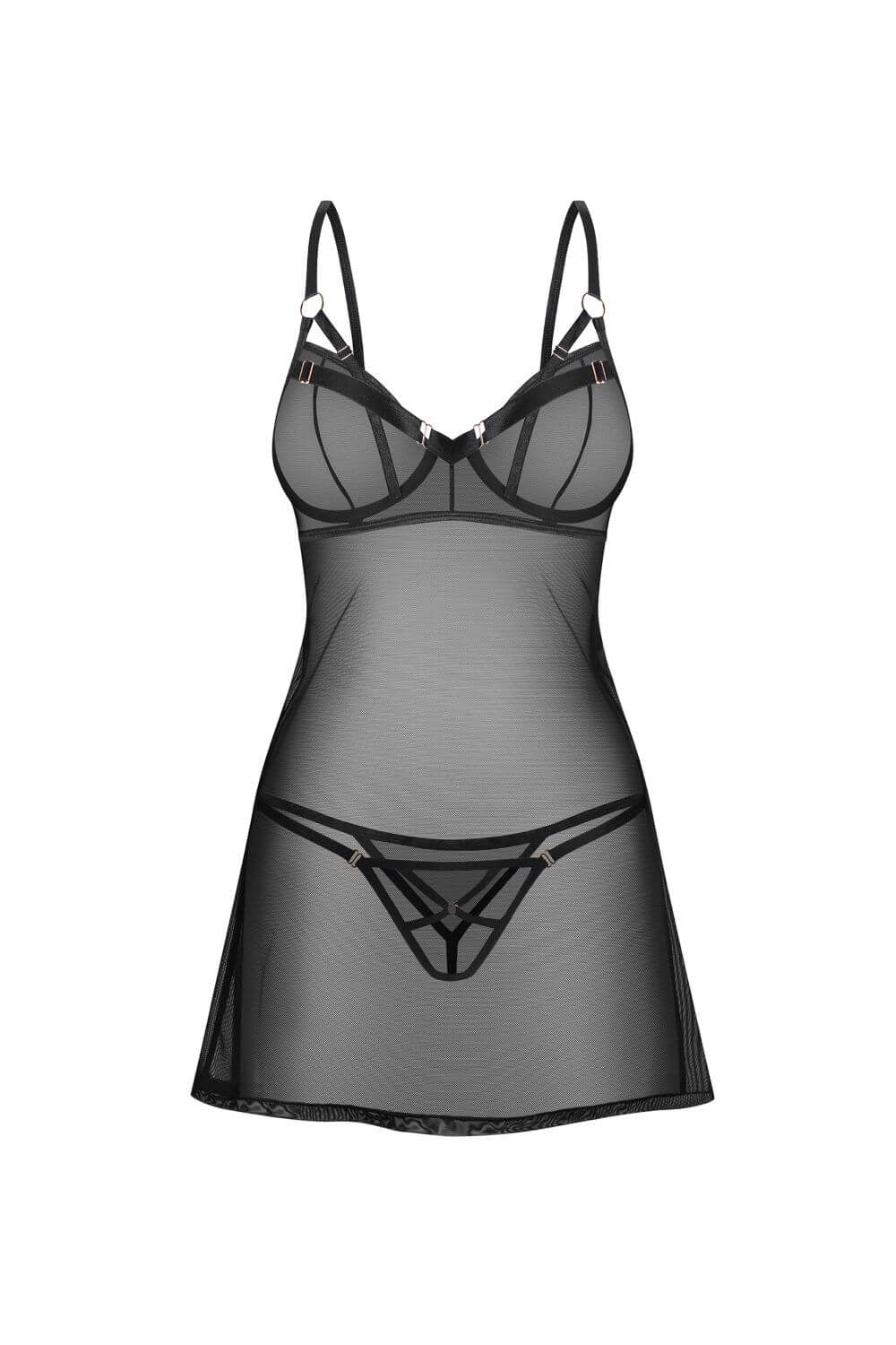 Коротка сорочка з мікросітки Euridia black