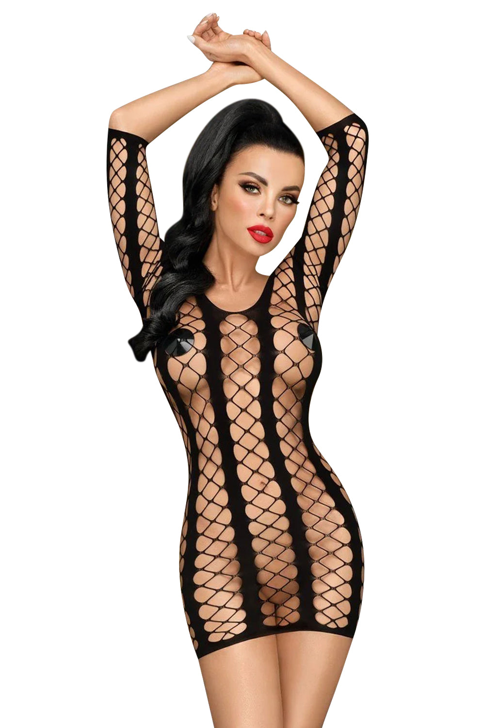 Прозрачная сорочка из сетки Bedtime surprise black