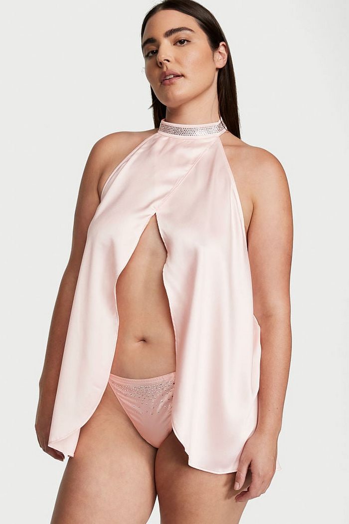 Сатиновая сорочка со стразами 772702087