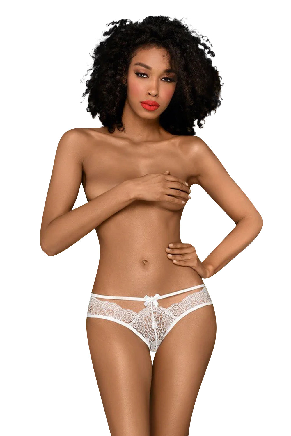 Кружевные трусики слип Adore me white