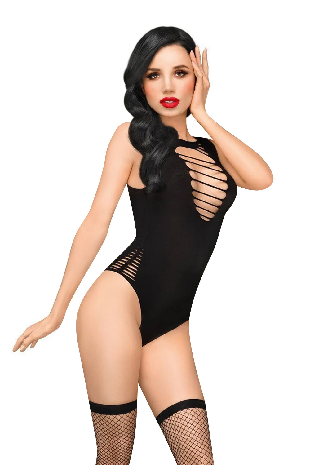 Боди с вырезом на груди Hotter than hell black