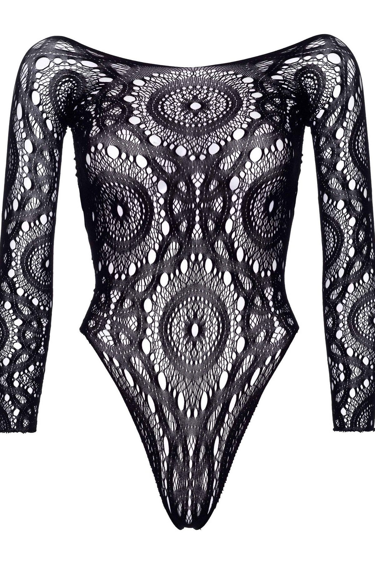 Ажурное боди-стринг Snap crotch thong back teddy black