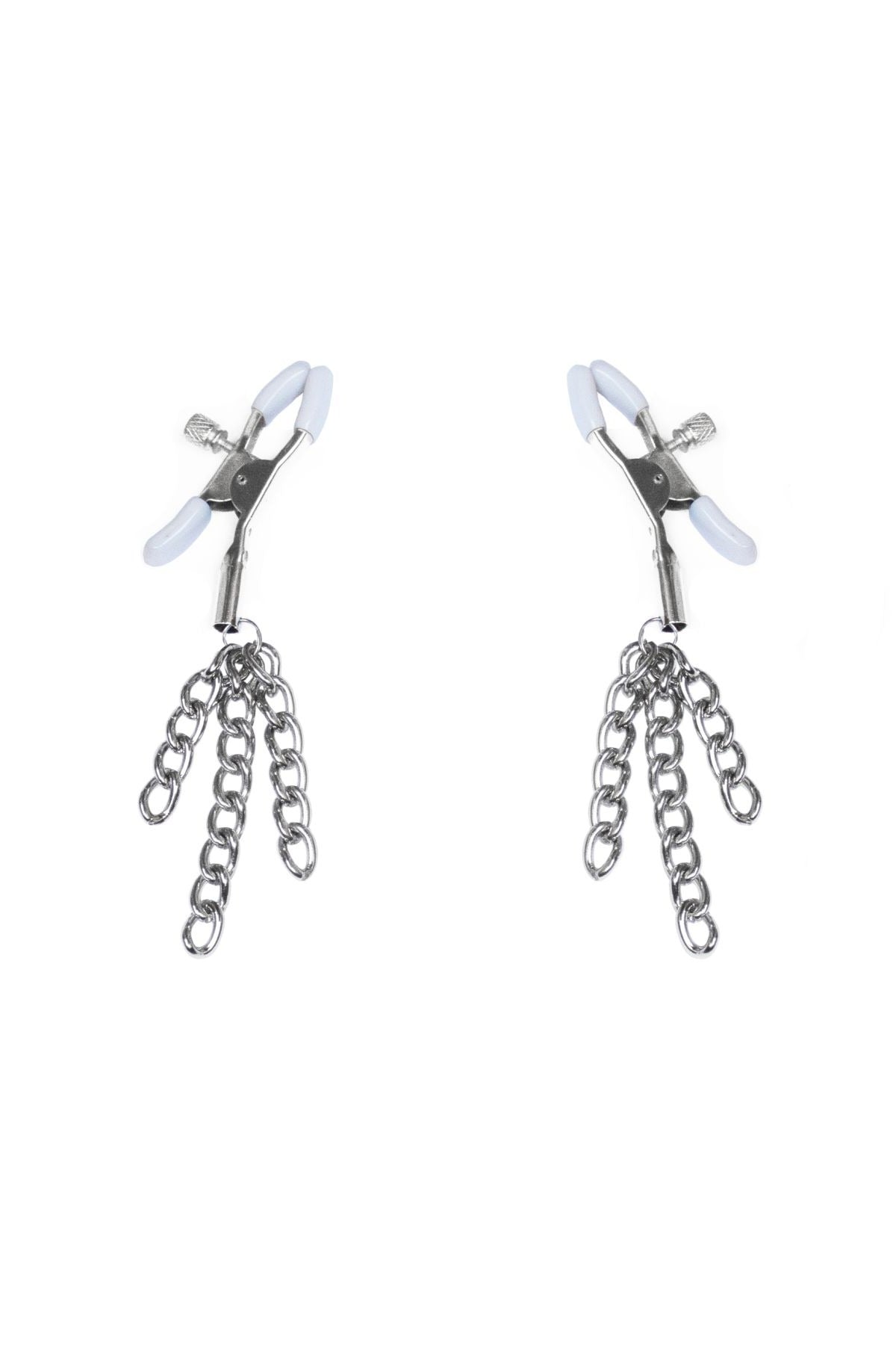 Зажимы для груди Nipple clamps Tassels silver/white