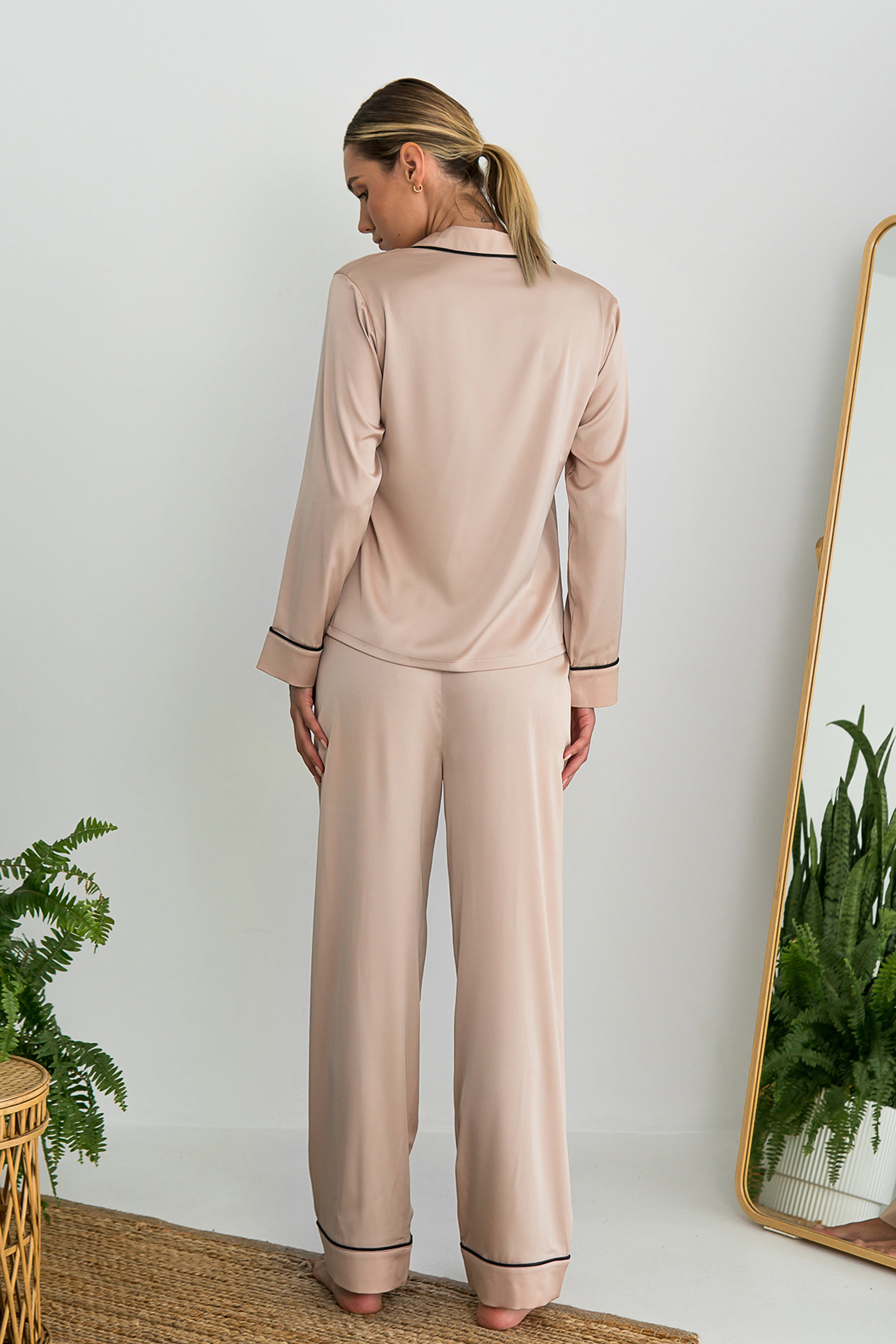 Шелковая пижама с брюками Beige Peach SH0009-01-69