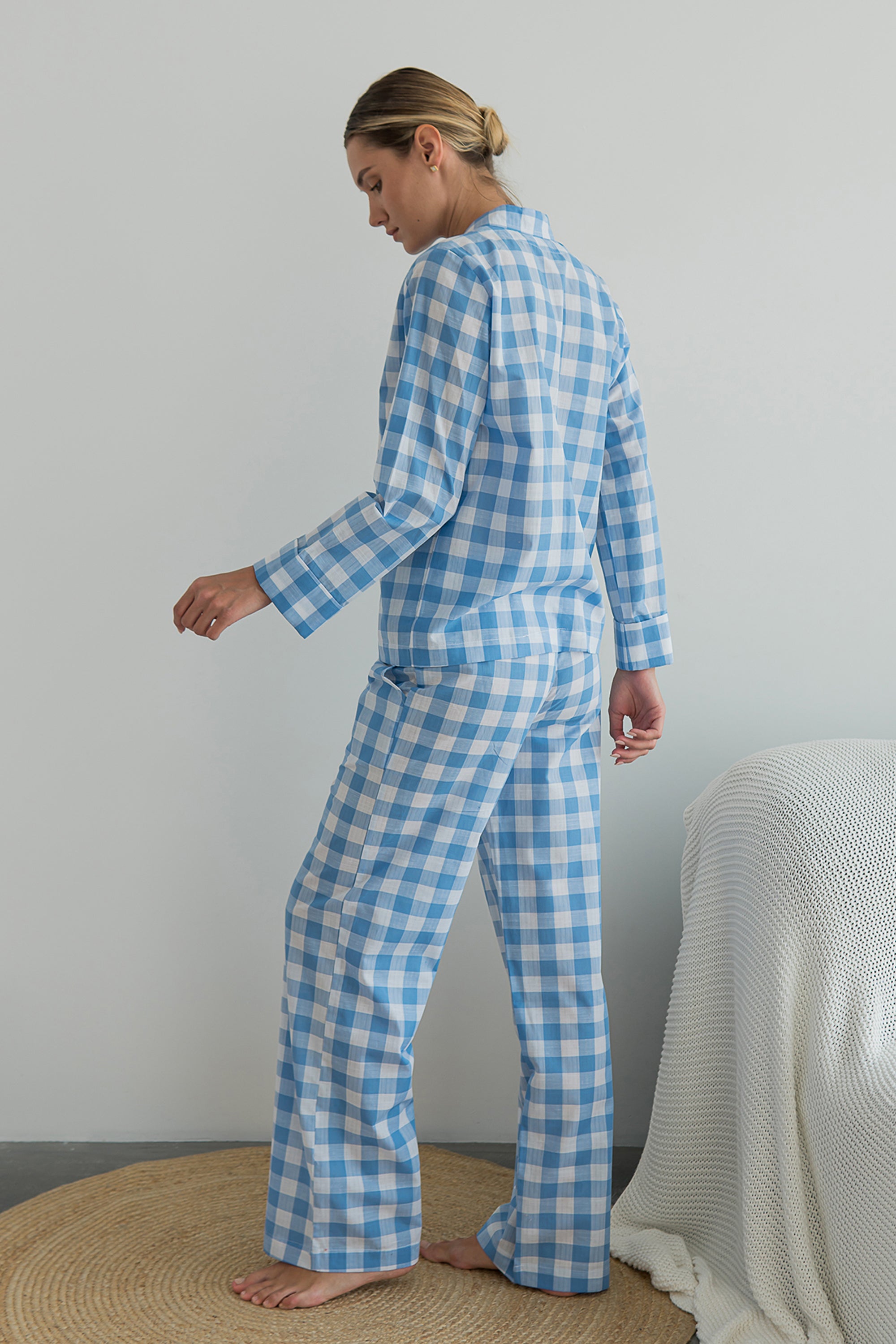 Хлопковая пижама в клетку Blue Plaid HL0073-29-69 blue