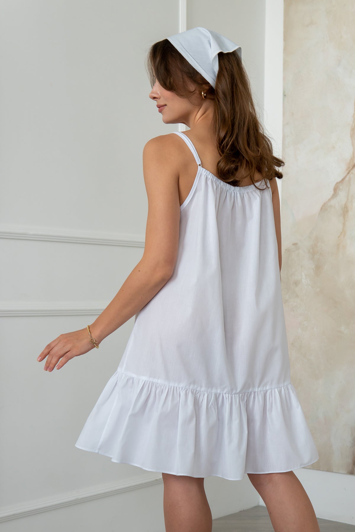 Хлопковая сорочка с кружевом Brigitte HL0065-02-20 white