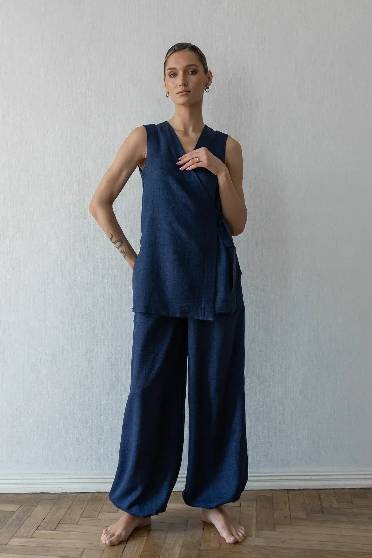 Лляні штани з кишенями Denim LN0092-13-09
