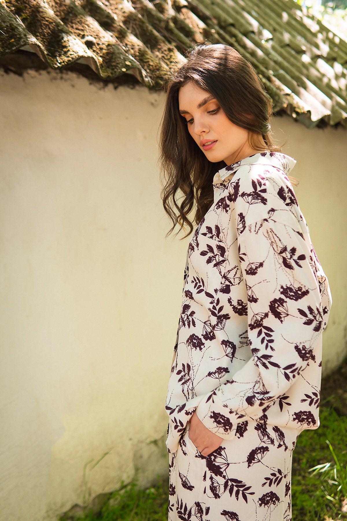 Рубашка с принтом из штапеля Dianne VS0059-28-60 cream