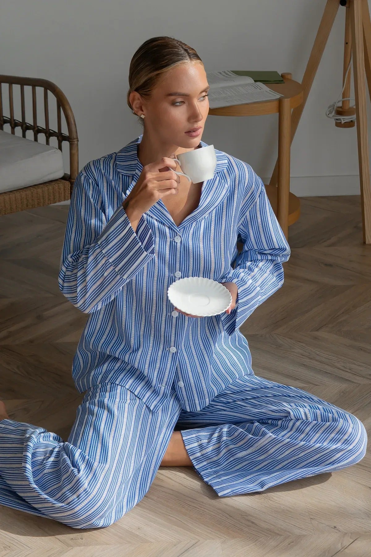 Хлопковая пижама в полоску Lake Lace HL0073-75-69