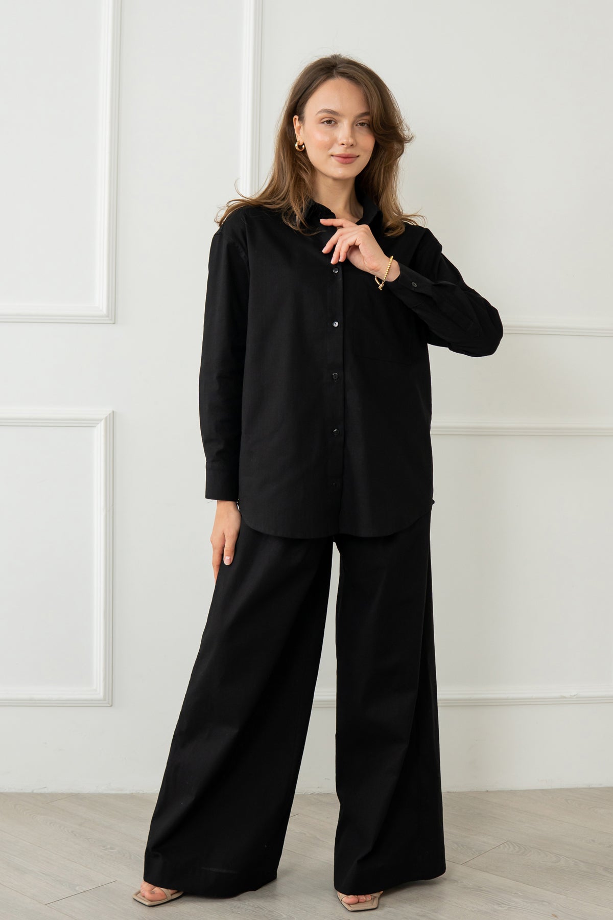 Льняная рубашка с длинным рукавом LN0058-16-60 black