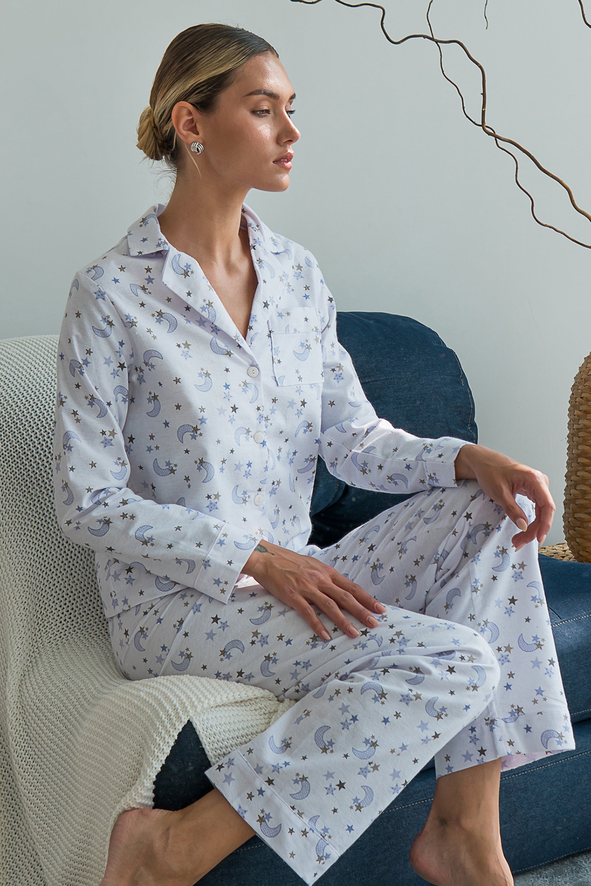 Фланелевая пижама Moon FL0057-24-69 white