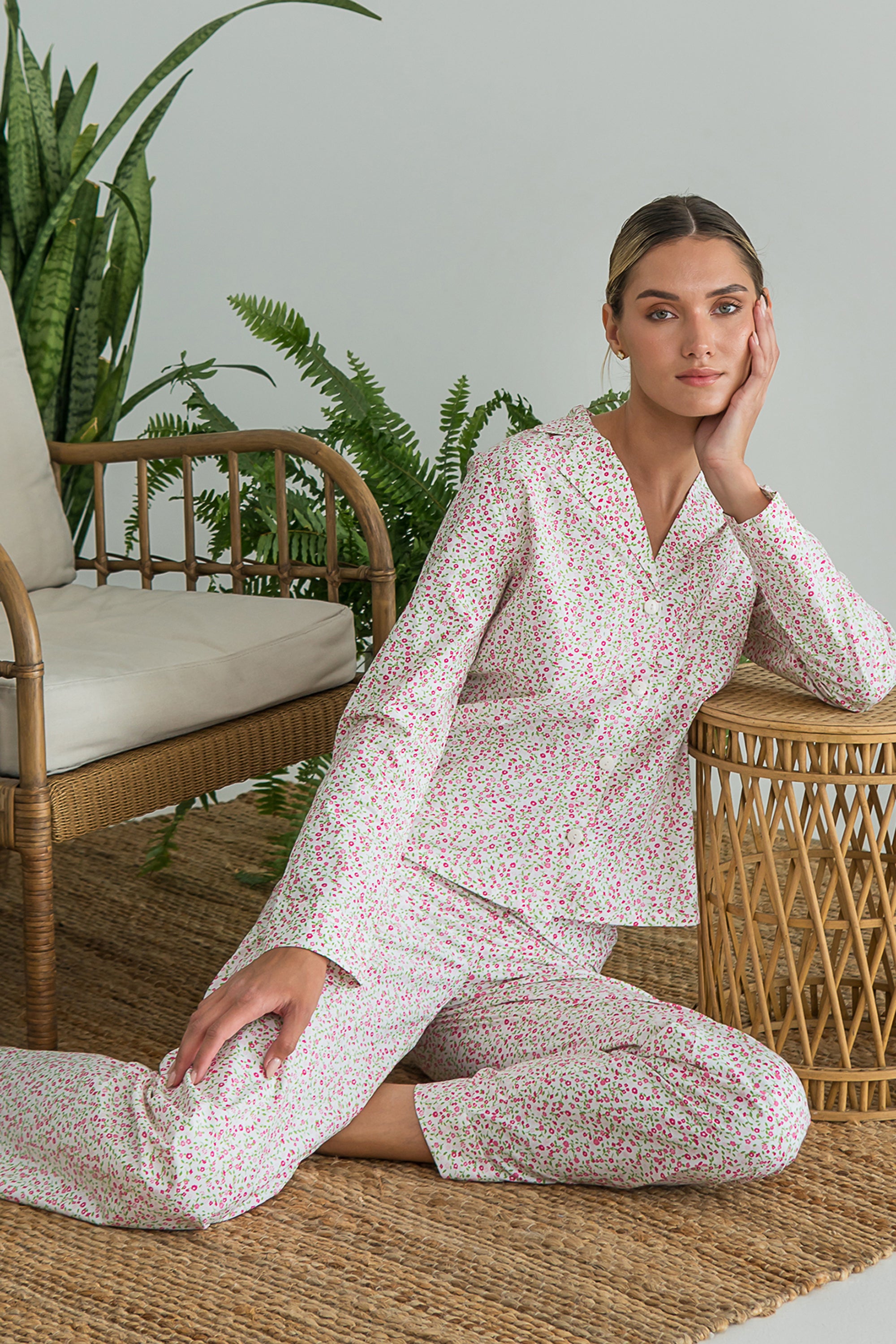 Хлопковая пижама с цветочным принтом Spring HL0057-85-69