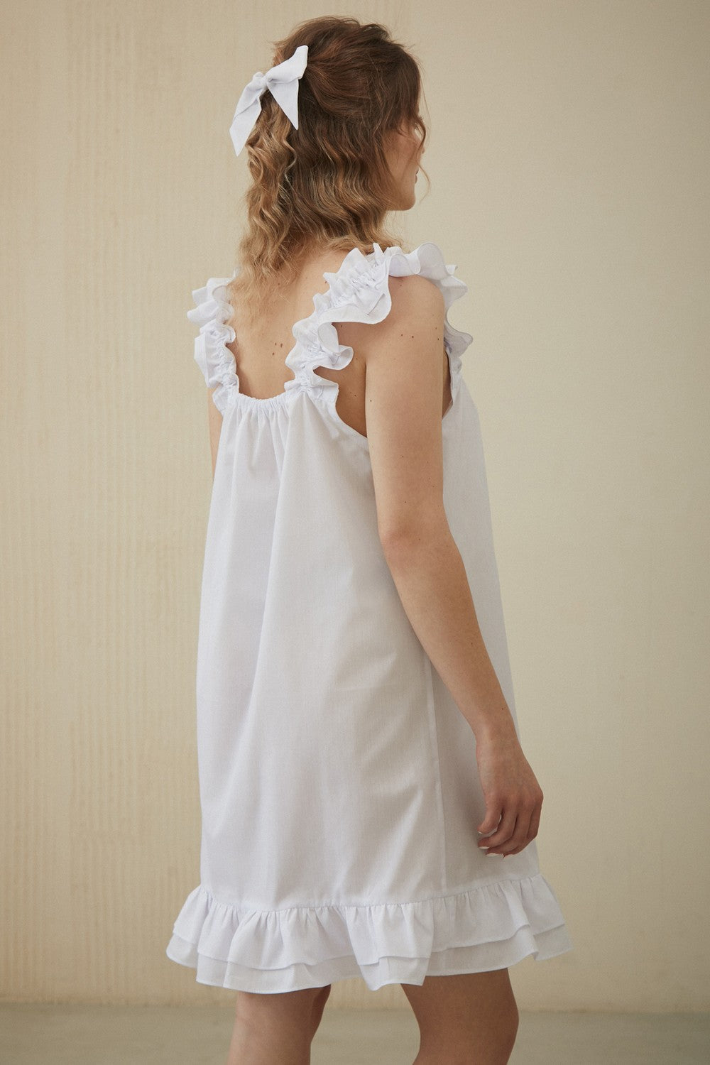 Хлопковая сорочка с воланами Virginie HL0066-02-20 white