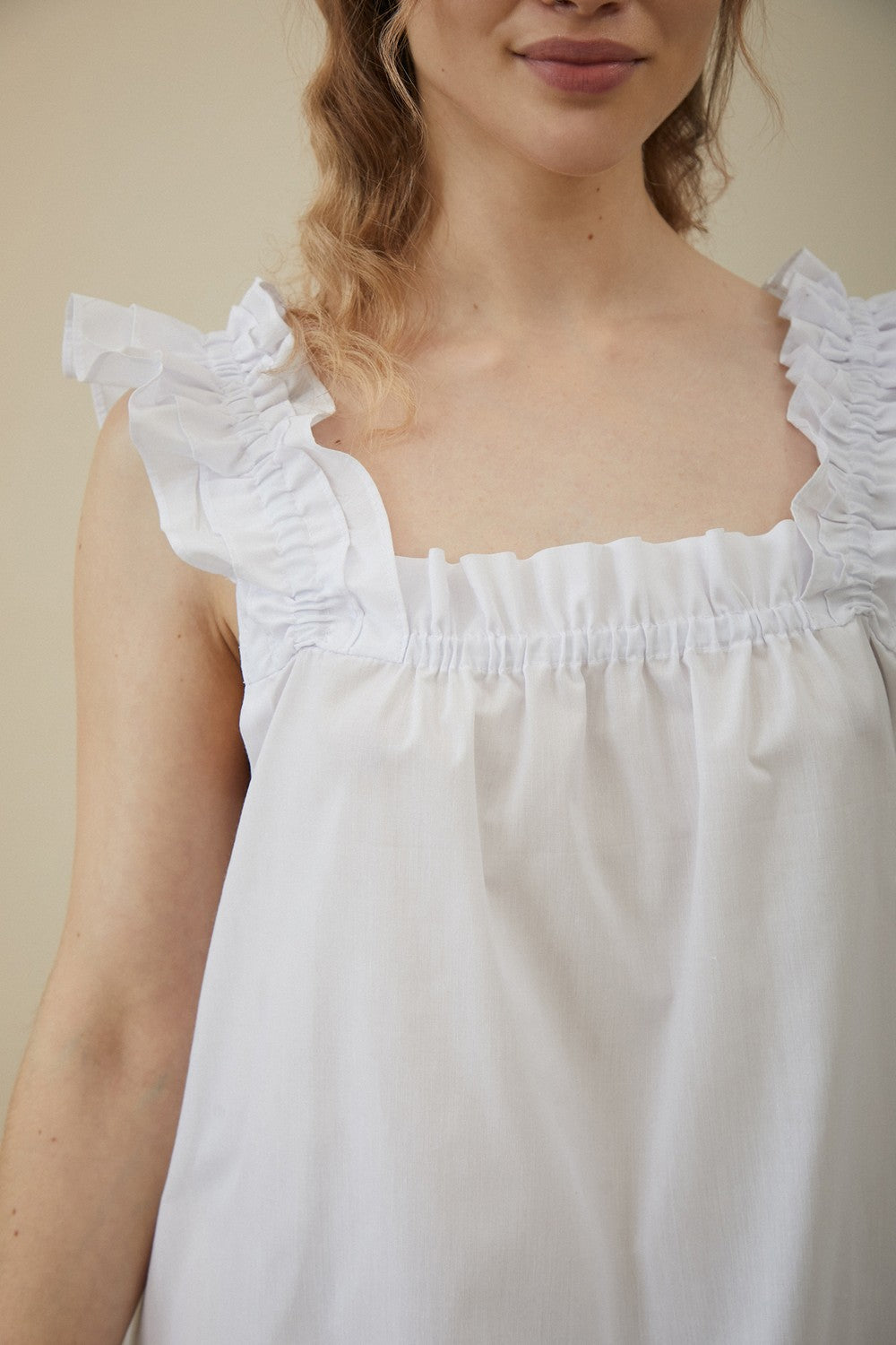 Хлопковая сорочка с воланами Virginie HL0066-02-20 white