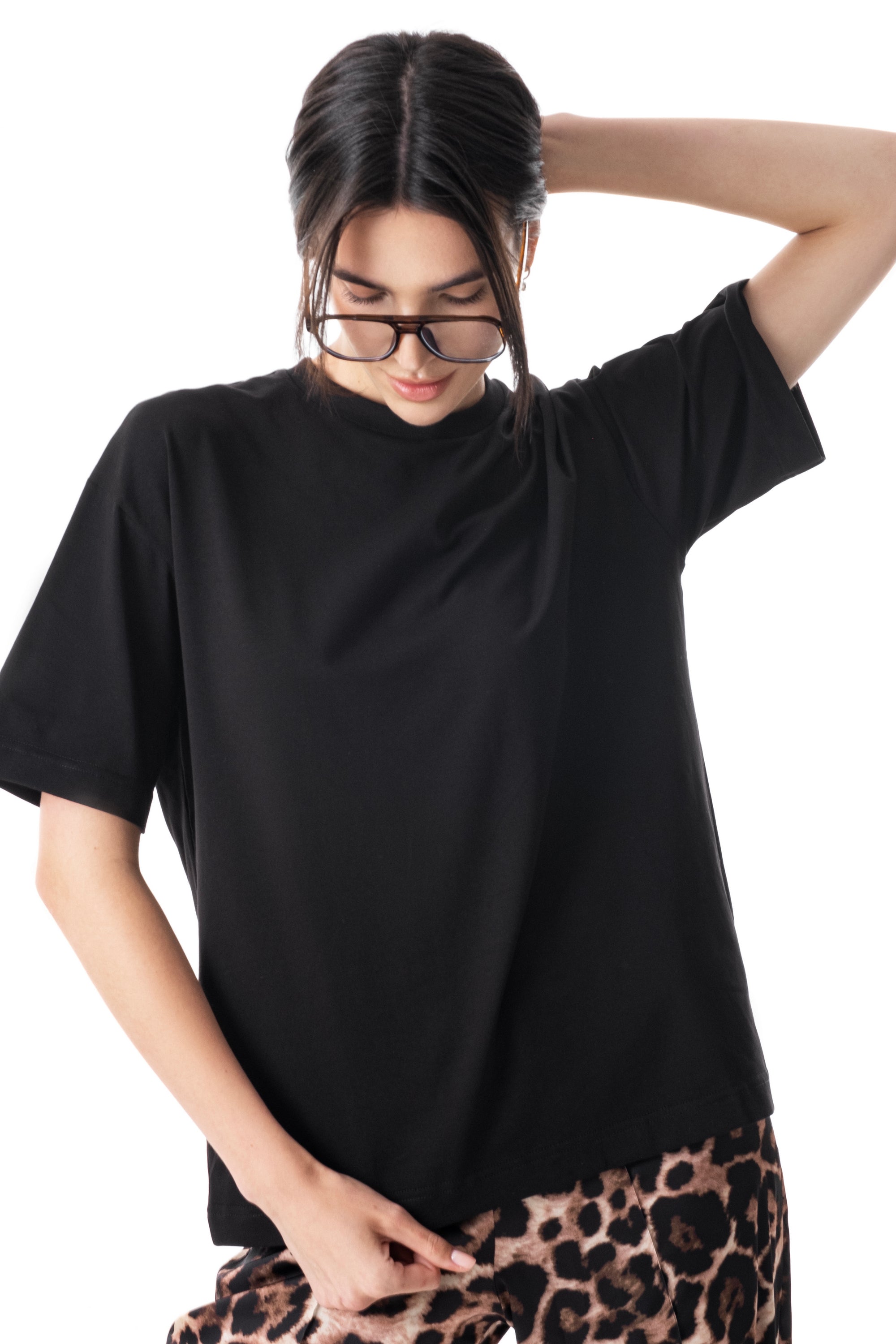 Хлопковая футболка оверсайз 24042 black