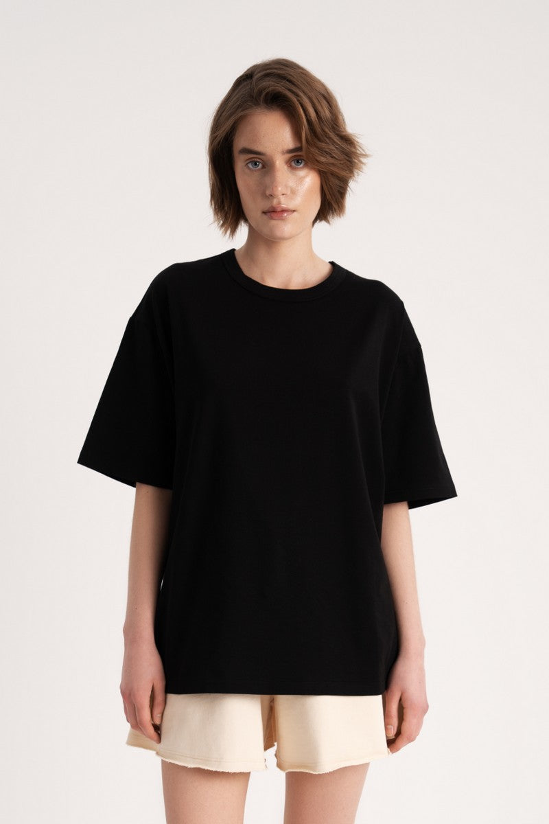 Хлопковая футболка оверсайз L035 Rossy black