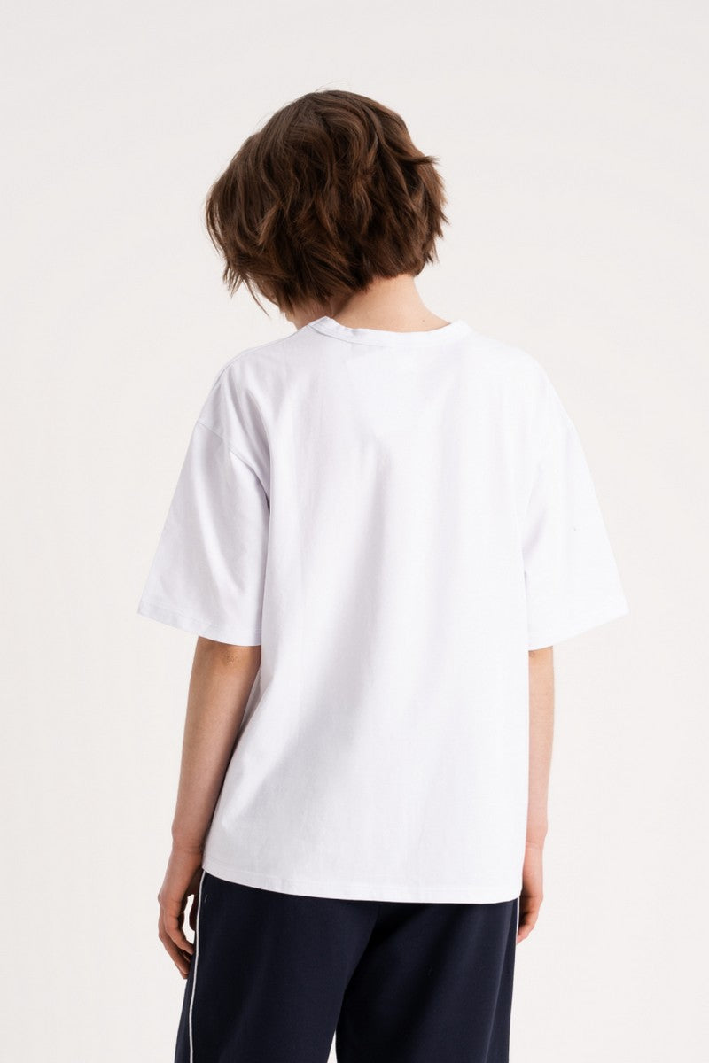 Хлопковая футболка оверсайз L035 Rossy white