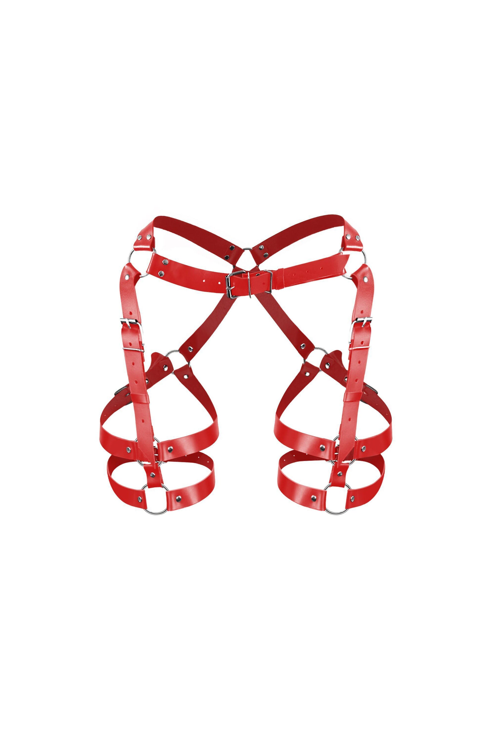 Шкіряні гартери з поясом Claire red