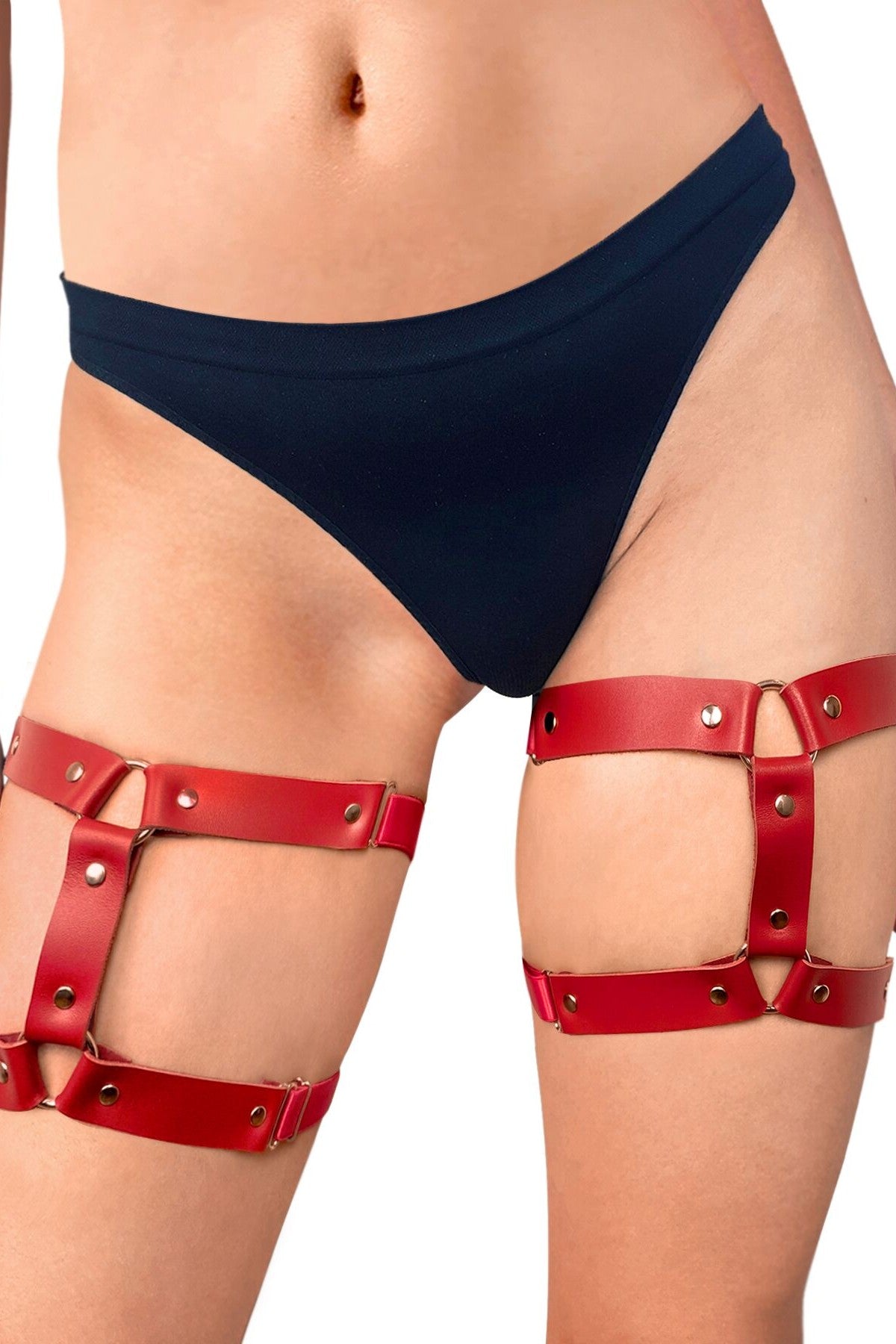 Кожаные гартеры Kristina red (2 шт.)