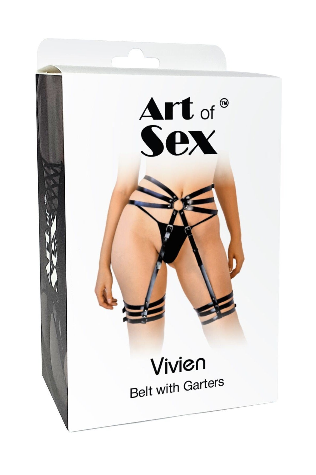 Кожаный пояс с гартерами Vivien black