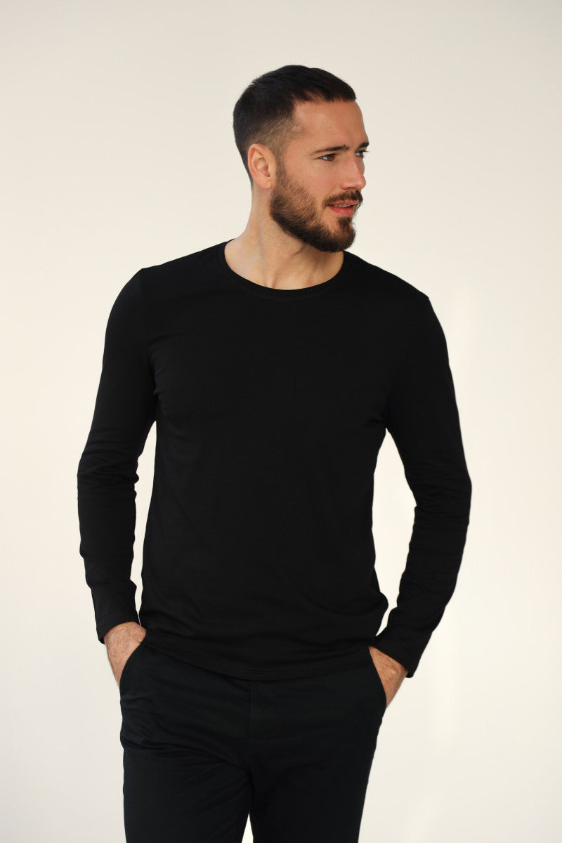 Мужской логслив из хлопка 23115 black