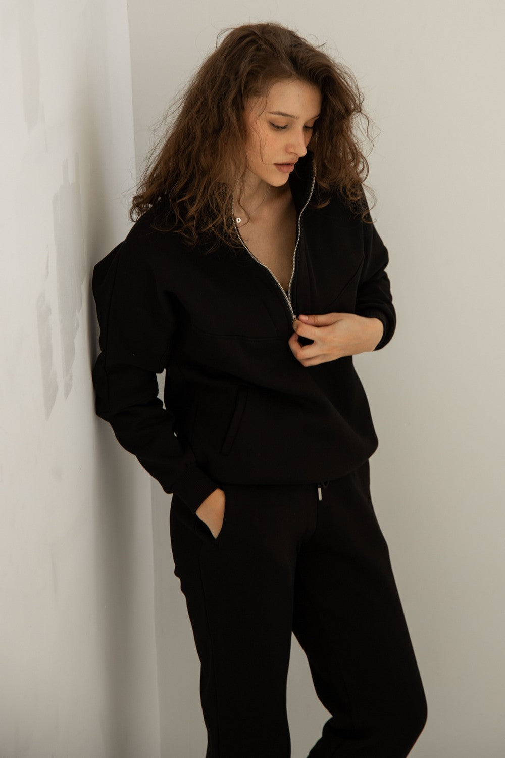 Трикотажный костюм на флисе 21070-1 black