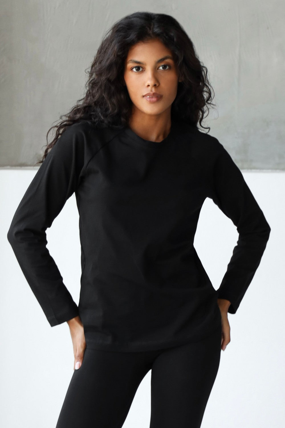 Хлопковый лонгслив 23090 black