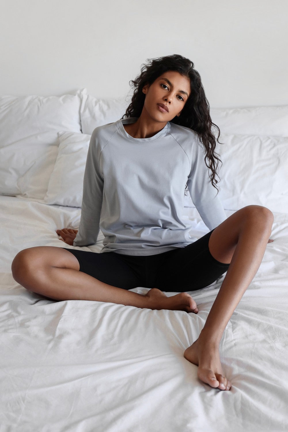 Хлопковый лонгслив 23091 gray