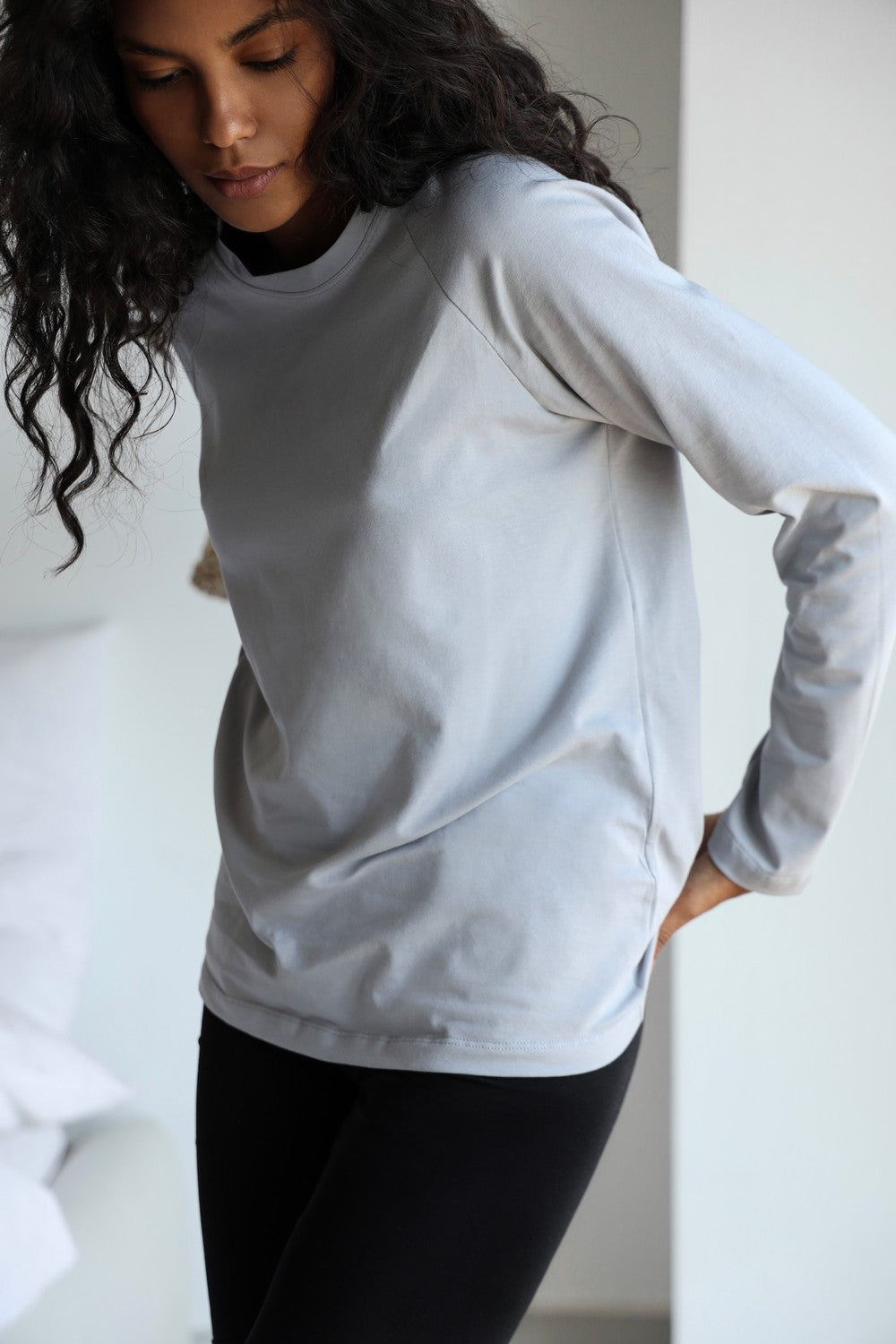 Хлопковый лонгслив 23091 gray