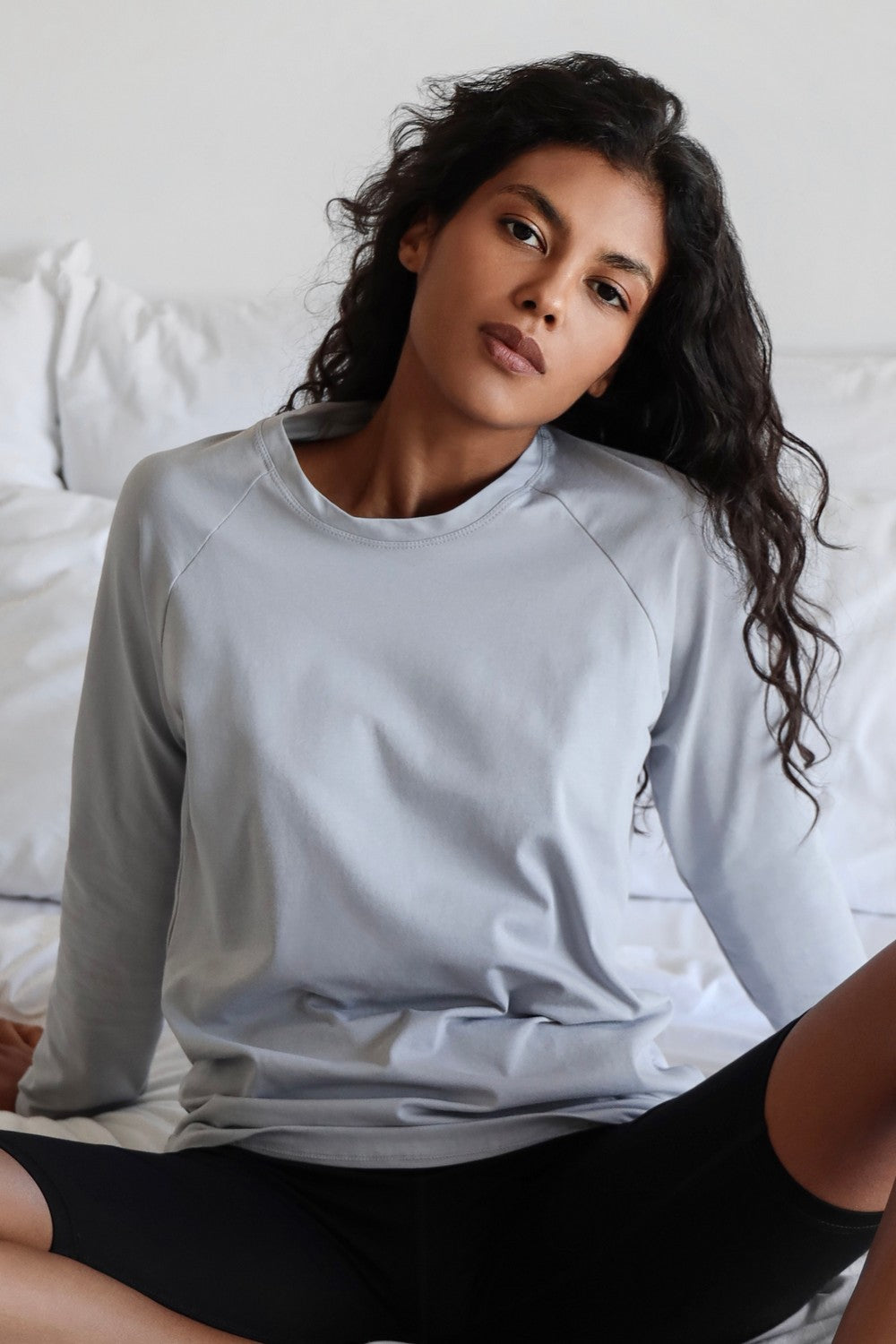 Хлопковый лонгслив 23091 gray