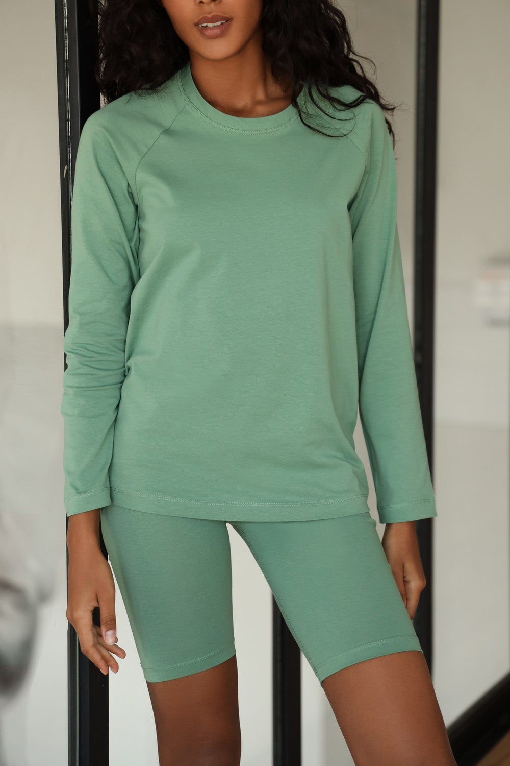 Хлопковый лонгслив 23092 green