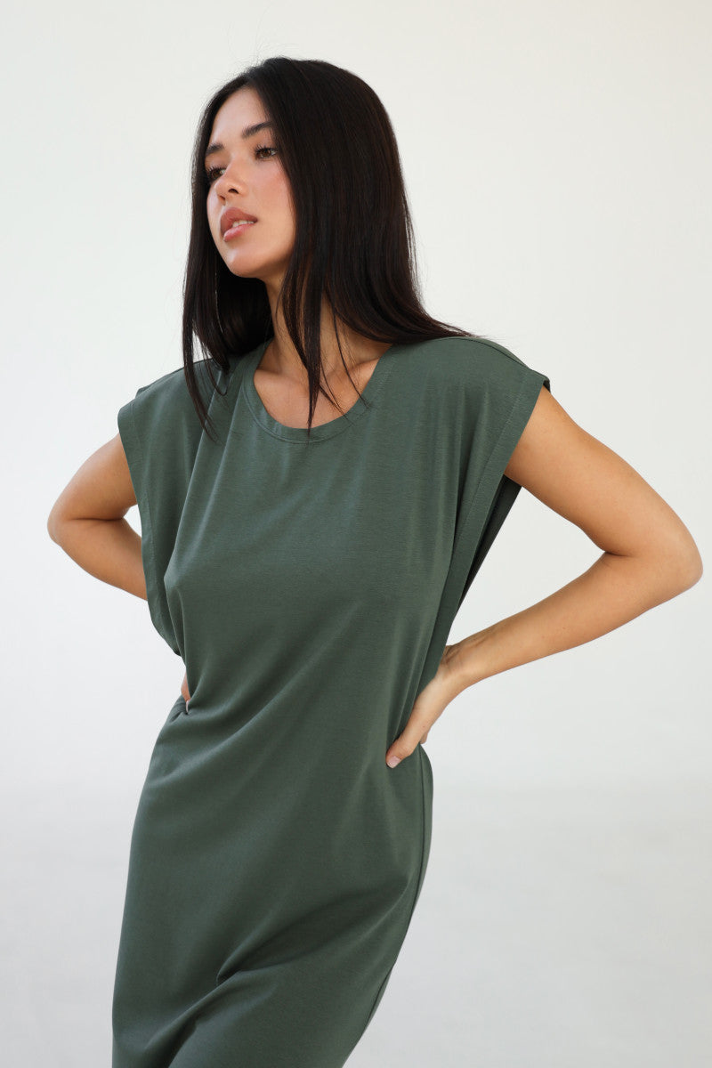 Длинное платье из модала 23100 green