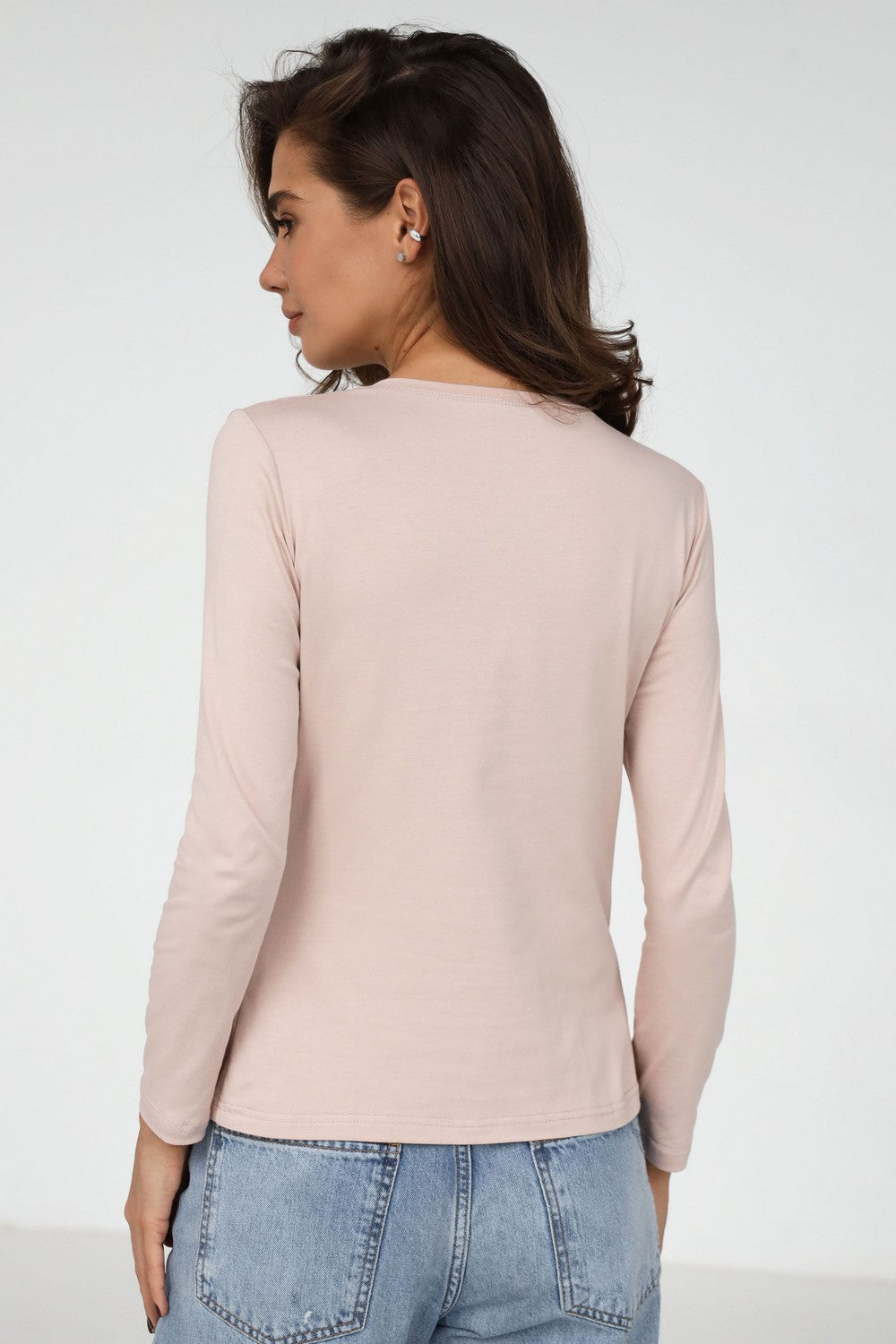 Хлопковый лонгслив 23132 dark beige