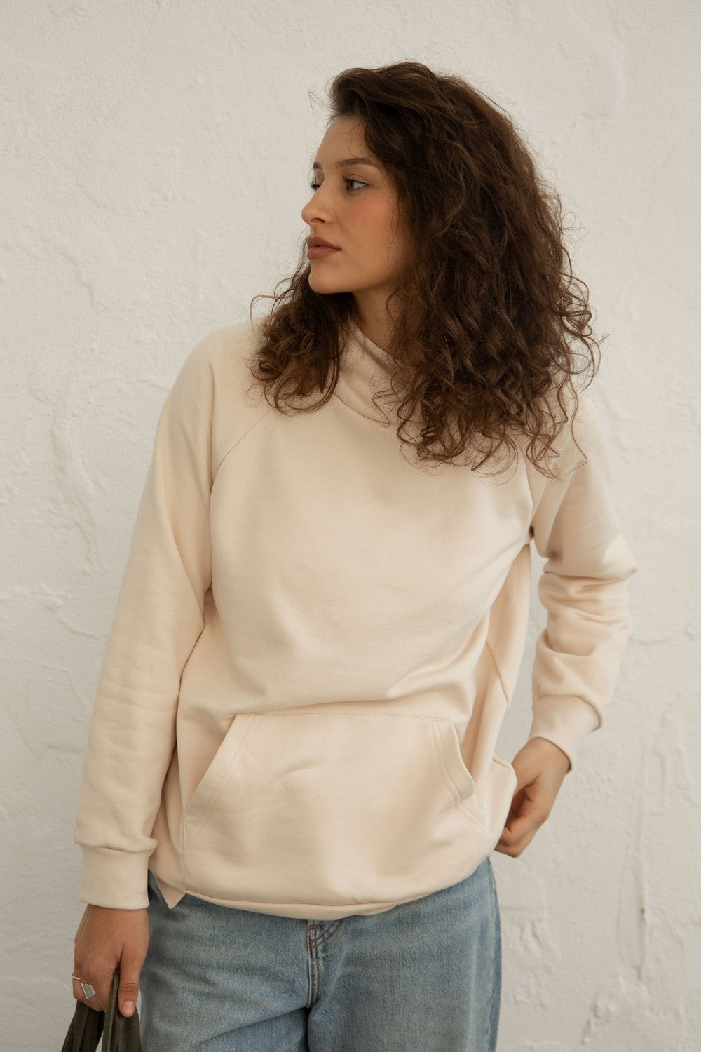 Бавовняне худі з капюшоном 23134 beige