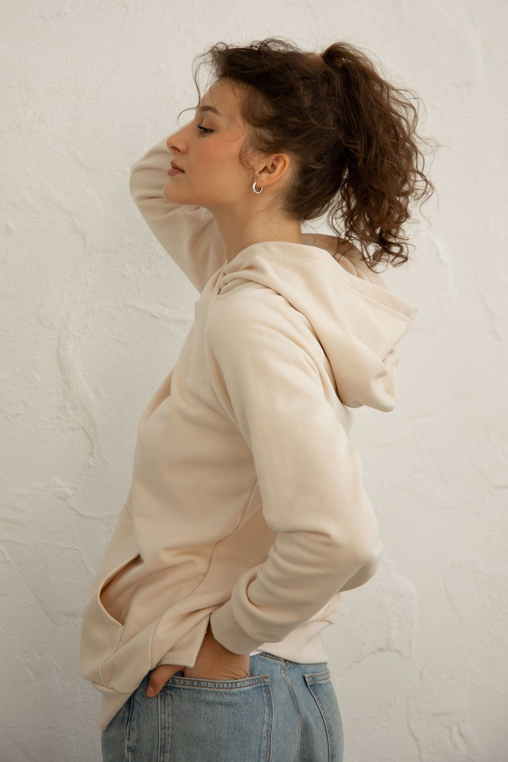 Бавовняне худі з капюшоном 23134 beige