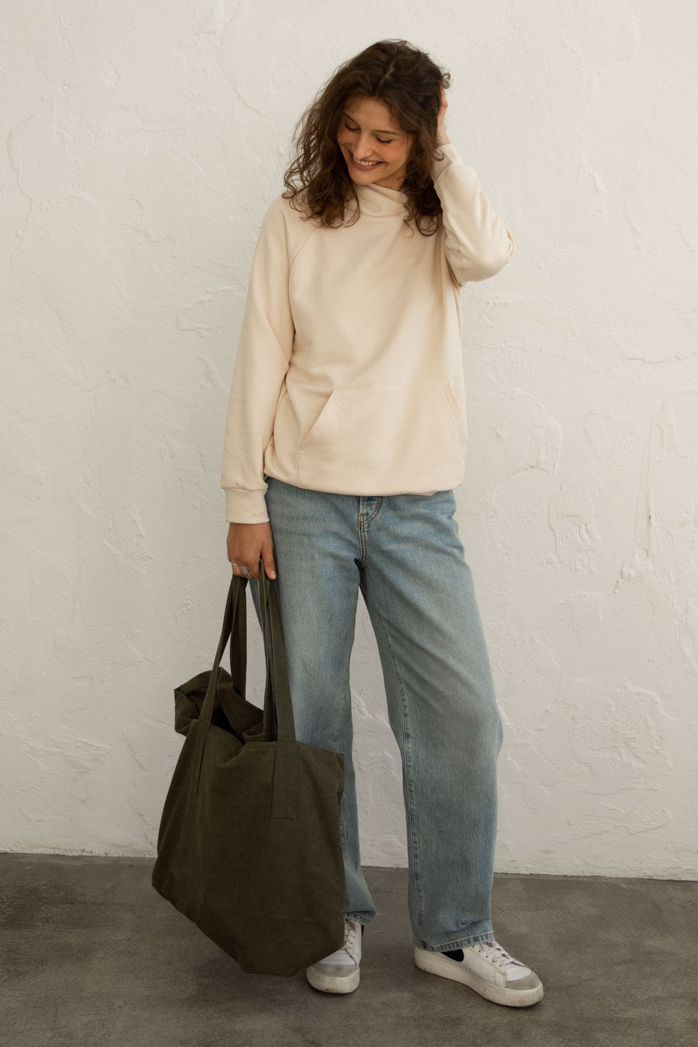 Бавовняне худі з капюшоном 23134 beige