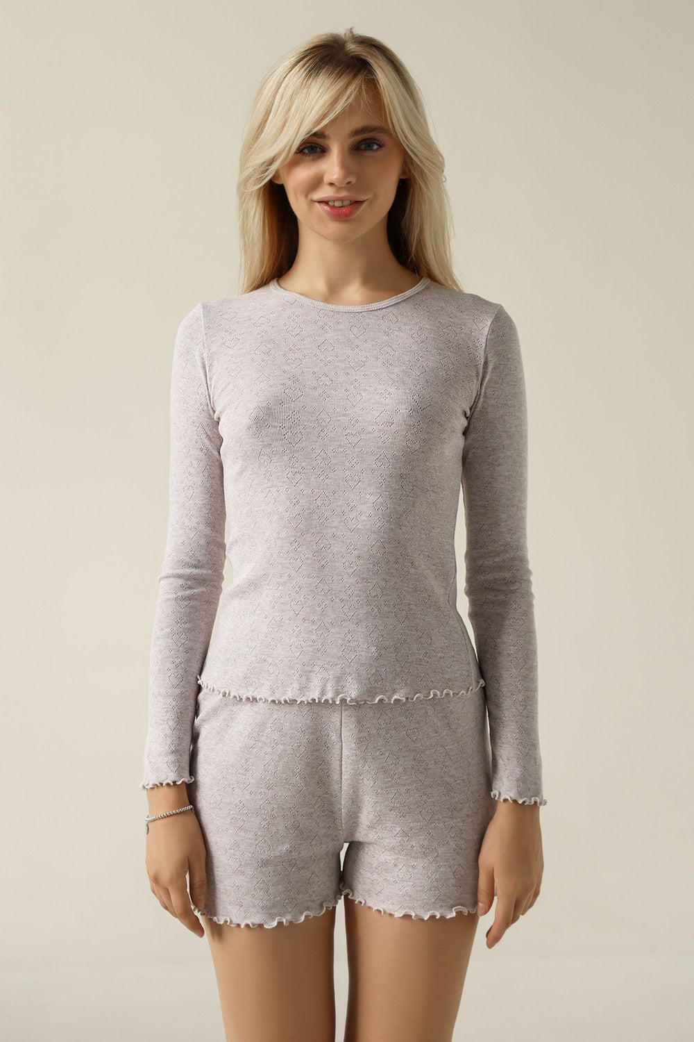 Бавовняні ажурні шорти 23145 coffee melange