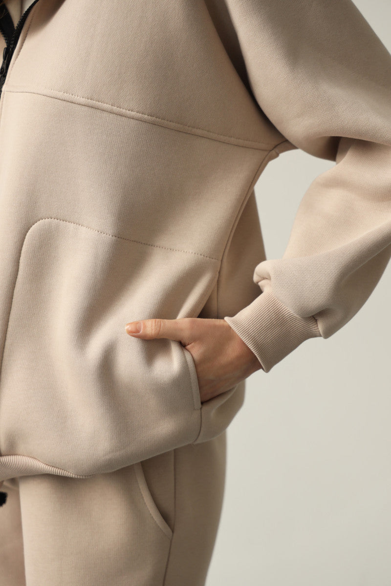 Утепленный хлопковый костюм 24019 beige